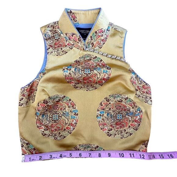 Nasty Gal ~ Chinese inspired Crop top ~ beautiful deep yellow/gold ~ size XS - Picture 9 of 13